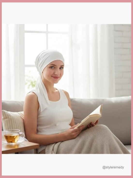 3 Pre Tied Head Scarves Slip On Chemo Beanies Hair Cover Caps
